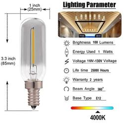 Genixgreen T6 LED Light Bulbs 1W (10W Equivalent) Daylight 4000K Smoke Grey Glass Finishing E12 Candelabra Edison Bulb T25 LED Lamp for Living Room Bedroom Kitchen 100lm CRI 90 Not-Dimmable 5 Pack