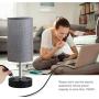Focondot Table Lamp, Bedside Nightstand Lamps with Dual USB Charging Ports & an AC Outlet, USB Lamp Set of 2 with Gray Cylinder Shade, Stylish Desk Lamp for Bedroom Living Room Office (Grey)