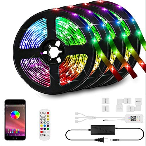 66ft/20M LED Strip Lights Kit,LED Tape Strips,RGB LED Light Strips,Sync to Music,Smart App Strip Light,Bluetooth Controller,Light Strips for Room,Remote LED Lights for Bedroom Home Party