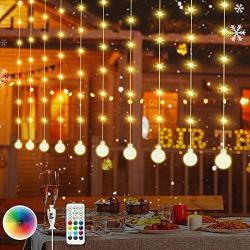 Meidong LED Window Curtain Lights, Christmas Rainbow RGB Color Changing 11 Color 3 Lighting Modes Backdrop, Icicle String Lights with USB Plug and Remote, Bedroom, Wedding, Party, Outdoor Indoor Decor