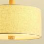 Nordic Log Chandelier E26 Adjustable Height Pendant Light Fixture Linen Lampshade Modern Ceiling Light Hanging Lamp for Kitchen Dining Room Hallway