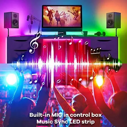 QJB Led Strip Lights Bluetooth 65.6Ft RGB 5050 Led Music Sync Color