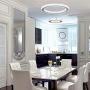 KAI Crystal Chandelier Island Pendant Light Contemporary Not Dimmable LED Lamp with 6000K 36W 4320LM Adjustable Height Chrome 2 Rings Modern Flush Mount Ceiling Lighting for Dining Room Lobby,1 Pack