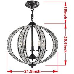 DINGGU 5 Lights Antique Black Iron Chandelier for Living Room Bedroom Dinner Room W21.5''XH20.5''