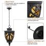 Goalplus Outdoor Pendant Light for Porch, Black Exterior Hanging Lantern Light Fixture with Amber Seeded Glass, Black Finish, 18'' High, IP44 Waterproof, LMSP0301-L