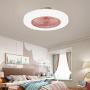 BAYCHEER Acrylic Doughnut Ceiling Fan Light Simple Living Room LED Semi Flush Mounted Lamp Fixture for for Living Room/Kitchen/Bedroom/Dining Room, 3 Light Color Changeable,Pink