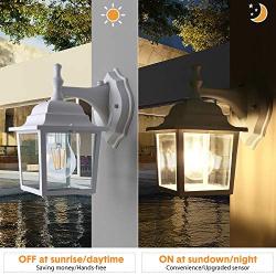 White Dusk to Dawn Sensor Outdoor Wall Lantern, Lamomo Wall Sconce Lights Fixture with E26 Led Light Bulb, UL Listed Anti-Rust Waterproof White Wall Mount Lamp for Entryway, Porch, Doorway