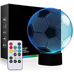 [ 7 Colors/3 Working Modes/Timer Function ]Soccer Night Light Lamps for Kids,Remote and Touch Control Dimmable LED Bedside Lamp for Room Christmas Birthday Gifts