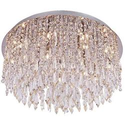 Modern Crystal Raindrop Chandelier Lighting Flush Mount LED Ceiling Light Fixture Pendant Lamp for Dining Room Bathroom Bedroom Living Room G4 Bulbs