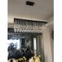 Moooni Rectangular Clear Crystal Chandelier Lighting Modern Dining Room Pendant Lighting Painted Black Finish L31.5'' x W9.8'' x H9.8''