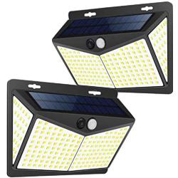 Solar Light Outdoor 208 LED, 3 Modes Wireless Motion Sensor Light Solar Powered Security Night Flood Lights IP65 Waterproof with 270°Wide Angle for Patio Yard Deck Garden Porch (2pack)