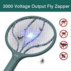 Endbug Rechargeable Fly Swatter Racket Handheld Bug Zapper with LED Light, USB Charging Electric Mosquito, Fly Insect Killer Indoor Outdoor (Green)