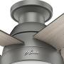 HUNTER 59270 Anslee Indoor Low Profile Ceiling Fan with LED Light and Pull Chain Control, 46'', Matte Silver