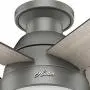 HUNTER 59270 Anslee Indoor Low Profile Ceiling Fan with LED Light and Pull Chain Control, 46'', Matte Silver