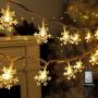 Twinkle Star 100 LED Christmas Snowflake String Lights, 49 FT Plug in Fairy Light Waterproof, Extendable for Indoor Outdoor Holiday Wedding Party, Xmas Tree, New Year, Garden Decorations, Warm White