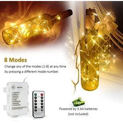 [Remote and Timer] 36ft 100 LED Outdoor Battery Fairy Lights (8 Modes, Dimmable, IP65 Waterproof, Warm White)