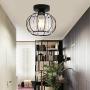 Modern Creative Cage Crystal Ceiling Lamp Black Embedded Installation Ceiling Chandelier Pendant Lamp Home Decoration Kitchen Dining Living Room Ceiling Lamp Lighting Fixture 20W