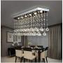 Moooni L40'' Contemporary Rectangle Crystal Chandelier Modern Dining Room Ceiling Light Fixture Rectangular Raindrop Design Chandeliers for Dining Room Kitchen