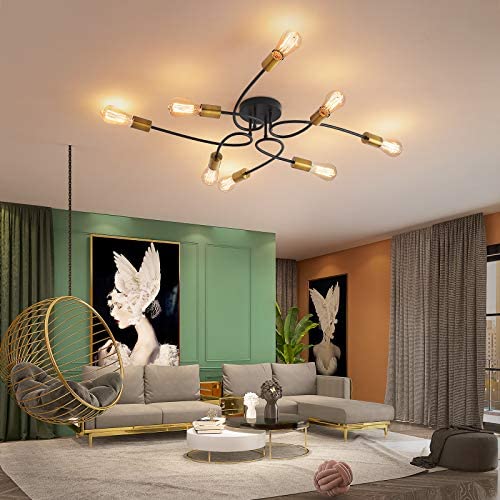 NEWSEE Flush Mount Ceiling Light Fixture Sputnik Chandelier Industrial Bedroom Lighting Fixtures Modern Style for Kitchen Dining Room Living Room Kitchen Hallway Cafe Bar (8 Light)