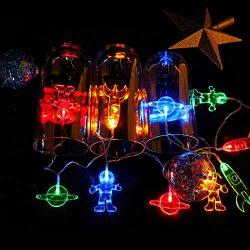 30 LED Childrens Room LED String Light Astronaut Spaceship Rocket Pendants Holiday Party Lights Outerspace Room Decor 14.7 Feet Light for Kids Room Decor Birthday Party or Garden Patio (Colorful)