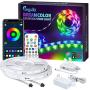 50ft/15m Dreamcolor RGBIC LED Strip Lights for Bedroom, Megulla Bluetooth APP Controlled 12v LED Tape Lights with Remote and 300+ LED-Chasing Lighting Effects for Kitchen, Living Room, Gaming Room