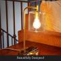 Brightech Elizabeth Office Desk Lamp - Wireless Charging Pad and USB Port – Living Room Table Light for Midcentury, Industrial & Farmhouse Decor - Hanging Glass Shade - LED Bulb - Brass Gold Color