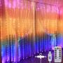 Curtain Lights,Star String Twinkle Fairy String Lights for Bedroom, 8 Modes Waterproof 9.8 X 9.2ft 280 LED Christmas Wall Decor Hanging Lights with Remote Control ,Wedding Garden Indoor