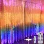Curtain Lights,Star String Twinkle Fairy String Lights for Bedroom, 8 Modes Waterproof 9.8 X 9.2ft 280 LED Christmas Wall Decor Hanging Lights with Remote Control ,Wedding Garden Indoor