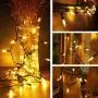 KOUQIYA 100 LED Battery Operated String Lights, 33FT Waterproof Christmas Outdoor String Lights with Timer 8 Modes for Christmas Tree Party Wedding Garden Thanksgiving Home Decoractive, Warm White