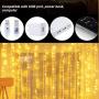 Window Curtain String Light 300 LED 8 Lighting Modes Fairy Lights Remote Control USB Powered Waterproof Lights for Christmas Bedroom Party Wedding Home Garden Wall Decorations (Warm White)