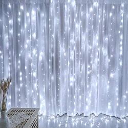 White Twinkle Curtain Lights, Romantic Wedding Lights, 10 Ft Connectable Curtain Lights with 8 Twinkle Modes Led Fairy Lights for Bedroom, Waterproof Outdoor String Lights for Wedding Decorations