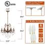 MEEROSEE Crystal Chandeliers Contemporary Chandelier 6 Lights Island Lighting Candle Pendant Ceiling Light Fixture for Dining Room Living Room Kitchen Bedroom Hallway Entry D22.1''