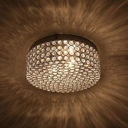 CO-Z Modern Crystal Ceiling Light Fixture, Flush Mount Ceiling Lights for Hallway Dining Bedroom Kitchen Bathroom, 120W Dimmable Close to Ceiling Lights with 12 Inch Round Crystal Shade