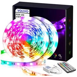 Volivo Led Strip Lights for Bedroom 50ft, Flexible RGB Led Lights for Bedroom Color Changing Led Rope Lights Strip with Remote