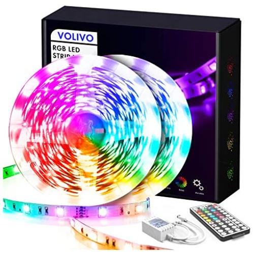 Volivo Led Strip Lights for Bedroom 50ft, Flexible RGB Led Lights for Bedroom Color Changing Led Rope Lights Strip with Remote