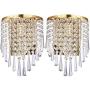 HOMWEERUN A Pair Left Right 2Pcs E12 Modern K9 Crystal Mirror Stainless Steel Wall Lights Wall Lamps Sconce Night Light Lamps Fixtures Lights with Switch for Hallway Bedside Living Room (Gold)