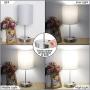 Touch Control Table Lamp, 3 Way Dimmable Bedside Desk Lamp with 2 Fast USB Ports and AC Outlet, Nightstand Lamp for Bedroom Living Room, Modern Office Lamp, Silver Base, 60W LED Bulb Included