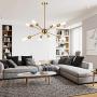 VINLUZ Sputnik Chandelier Contemporary 8 Lights Brushed Brass Modern Pendant lighting Gold Mid Century Ceiling Light Fixture for Dining Room Bed Room Kitchen Room UL Listed