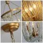 Stone Beaded Chandelier Lighting Fixture 3-Light Home Decor Gold Metal Chandeliers 12''D x 21.9''H Ceiling Mounted Pendant Lamp for Dining Room, Bedrooms, Bathroom, Foyer, Doorways
