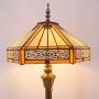 Tiffany Floor Lamp W16H64 Inch Yellow Stained Glass Hexagon Mission Style Shade Antique Standing Read Lighting Resin Base 2E26 S011 WERFACTORY LAMPS Lover Gift Bedroom Living Room Bedside Coffee Table