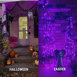 iiEASEST Purple Led Fairy String Lights Halloween Christmas, 100 LED 33 Feet Copper Wire Micro Mini Twinkle Starry Lights with Remote for Tree Bedroom Party Wedding Christmas Halloween Decoration