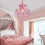 Q&S Mini Crystal Chandelier, Modern Pink Chandelier,Small Hanging Light Fixture for Princess Room,Dressing Room,Bathroom,Clothing Store,Salon,W11.8'',1 Light E26.