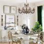 MEEROSEE Crystal Chandeliers Contemporary Chandelier 6 Lights Island Lighting Candle Pendant Ceiling Light Fixture for Dining Room Living Room Kitchen Bedroom Hallway Entry D22.1''