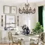 MEEROSEE Crystal Chandeliers Contemporary Chandelier 6 Lights Island Lighting Candle Pendant Ceiling Light Fixture for Dining Room Living Room Kitchen Bedroom Hallway Entry D22.1''