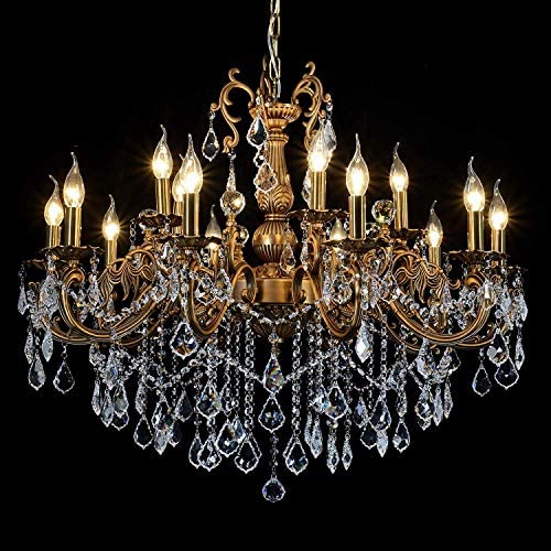 MEEROSEE Crystal Chandeliers Contemporary Chandelier Island Lighting 15 Lights Candle Pendant Ceiling Light Fixture for Dining Room Living Room Kitchen Bedroom Hallway Entry D35.4''