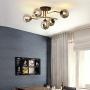 Weiyue Geometric Line Chandelier,5-Lights Modern Pendant Light for Bedroom Living Dining Room Hallyway Bar,Sputnik Chandelier-Smoke-Grey Lampshade 5