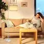 LED Floor Lamp for Living Room, PARTPHONER Modern Standing Lamp with 2 Hanging Shades (White/Grey), Classic Standing Lamp with Foot Switch Simple Basic Floor Lamp for Living Room Bedroom, Silver
