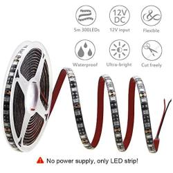 ALITOVE Orange LED Strip Lights 16.4ft 5050 SMD Black PCB 5M 300 LEDs Waterproof IP65 12V DC for Home Hotels Clubs Shopping malls Cars Lighting