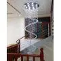 Contemporary Spiral Staircase Light 12-Lights Raindrop Crystal Chandeliers Modern Living Room Lighting Large High Ceiling Light Fixture for Hallway Foyer Hall