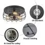 ZZ Joakoah Industrial 3-Light Rustic Semi Flush Mount Ceiling Light, Metal Cage Pendant Lighting Lamp Fixture for Kitchen Living Room Bedroom Hallway Stairway Garage, E26, Black Painting Finish.